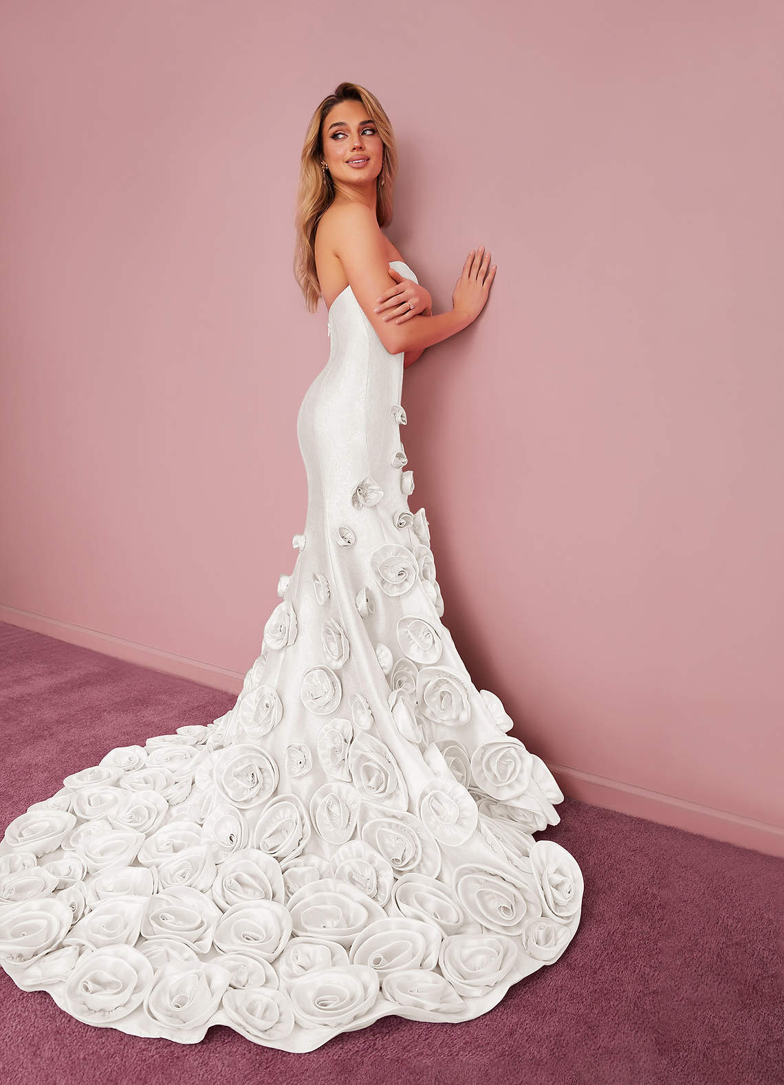 Sweetheart Rosette Mikado Mermaid Gown-AZ6358963