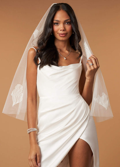Aria Lace Waist Length Veil With Blusher-SF21623-184954