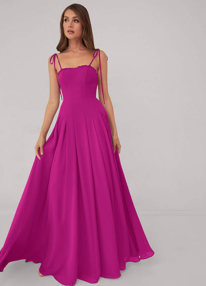 Box Pleated Chiffon A-Line Dress-AZ6774313