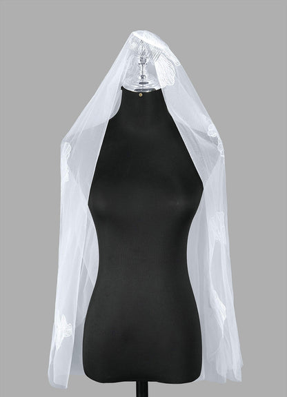 Aria Lace Waist Length Veil With Blusher-SF21623-184954