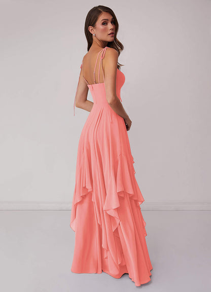 V-neck Chiffon Tiered A-line Dress-AZ6929429