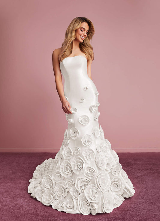 Sweetheart Rosette Mikado Mermaid Gown-AZ6358963