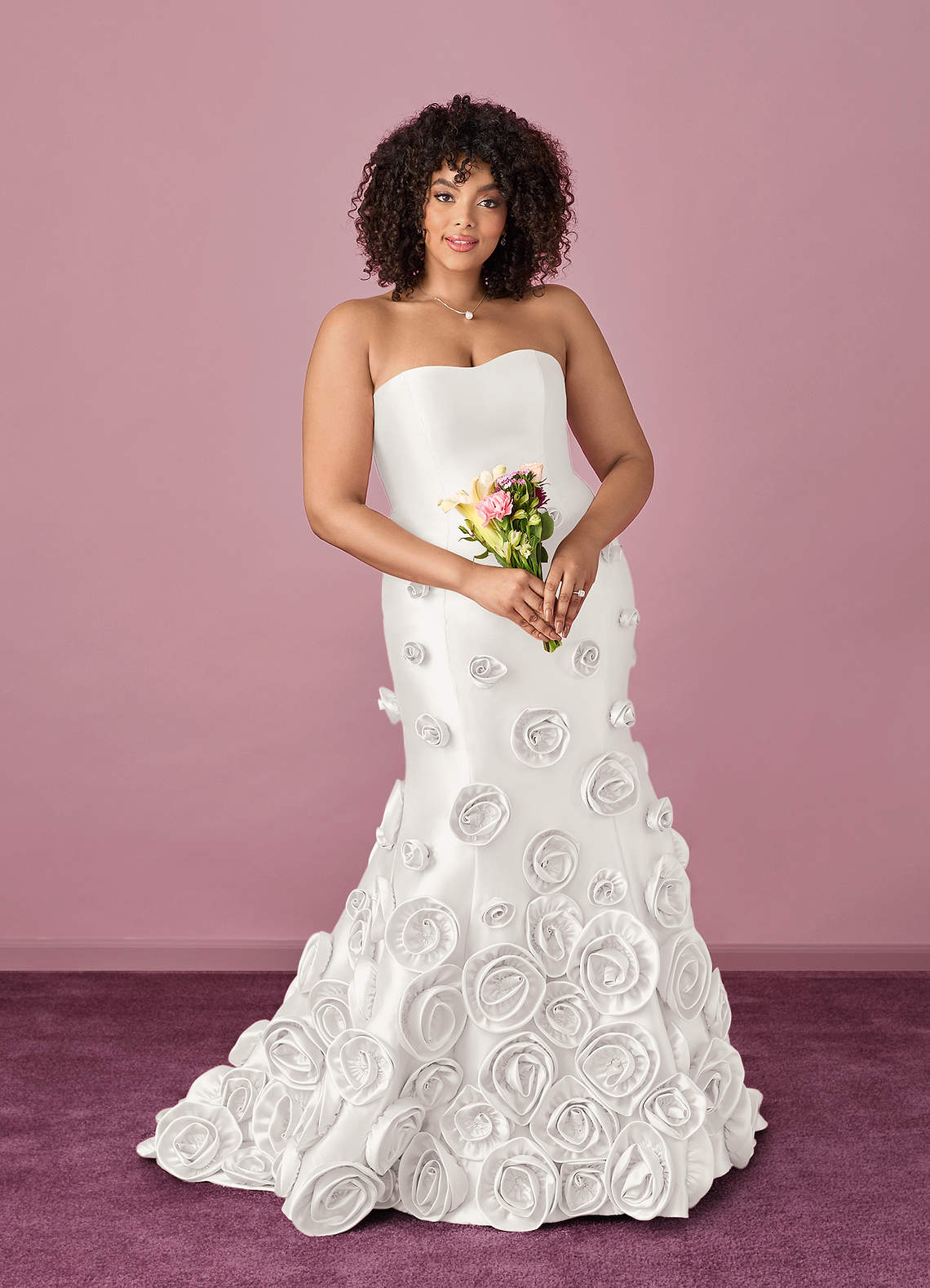 Sweetheart Rosette Mikado Mermaid Gown-AZ6358963