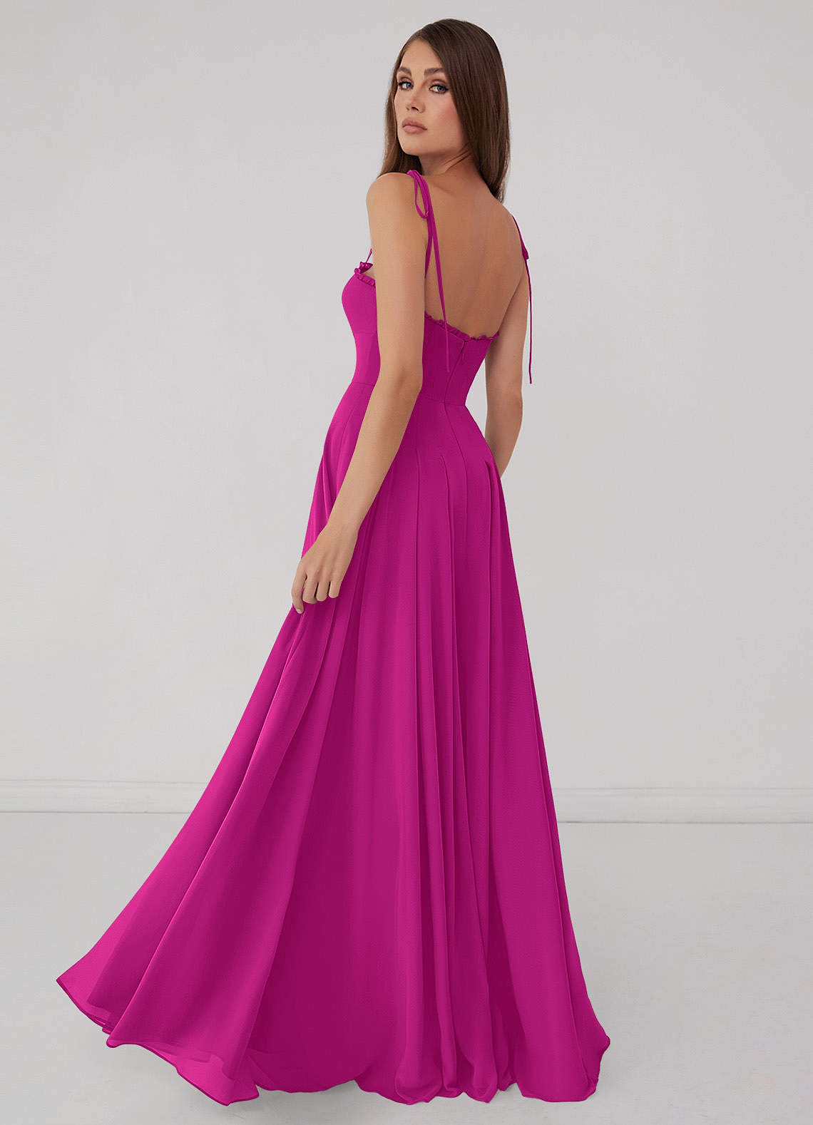 Box Pleated Chiffon A-Line Dress-AZ6774313