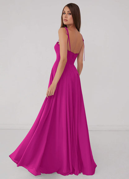 Box Pleated Chiffon A-Line Dress-AZ6774313