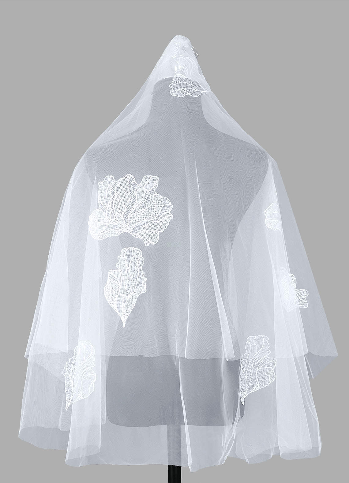 Aria Lace Waist Length Veil With Blusher-SF21623-184954
