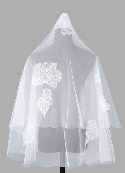 Aria Lace Waist Length Veil With Blusher-SF21623-184954