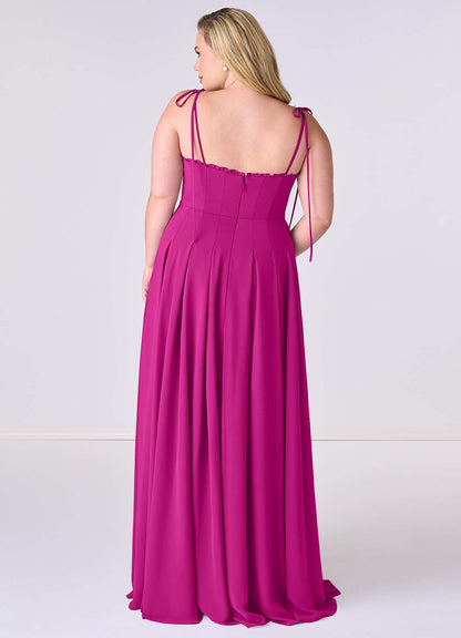 Box Pleated Chiffon A-Line Dress-AZ6774313