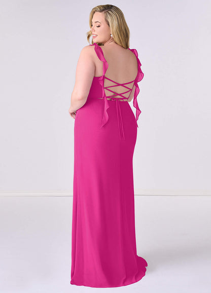 Sweetheart Pleated Ruffle Chiffon Mermaid Dress-AZ6757662