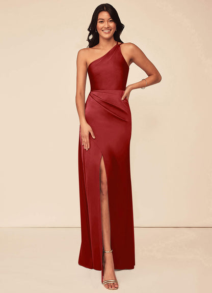 Maron Stretch Satin Dress-AZ6268051