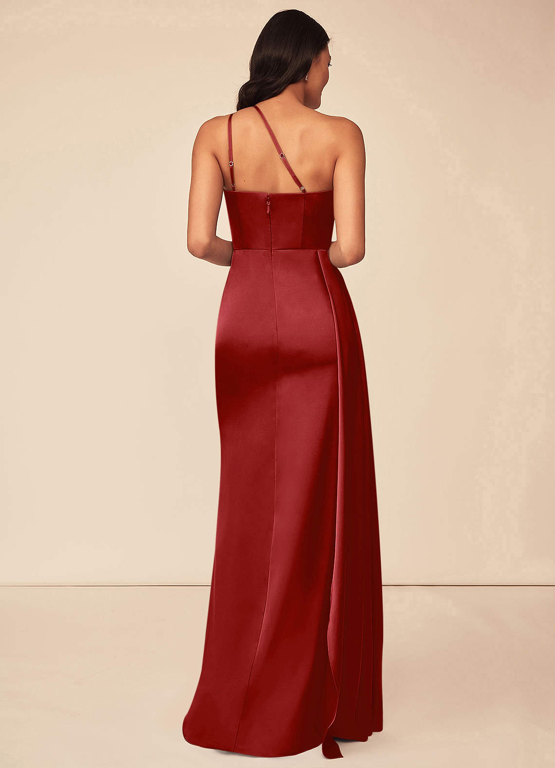 Maron Stretch Satin Dress-AZ6268051