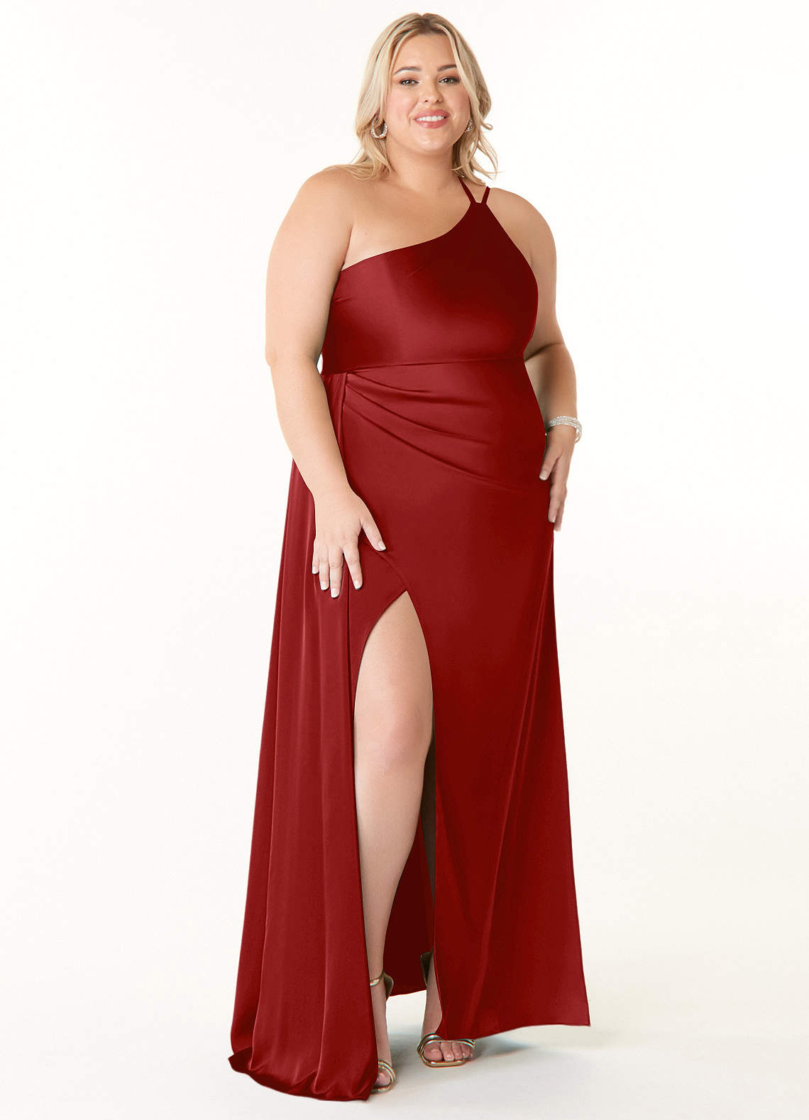 Maron Stretch Satin Dress-AZ6268051