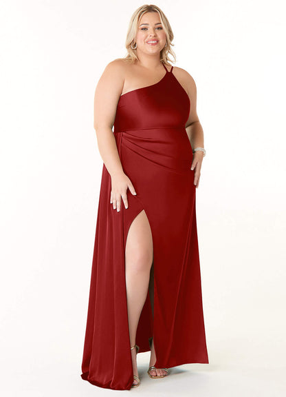Maron Stretch Satin Dress-AZ6268051