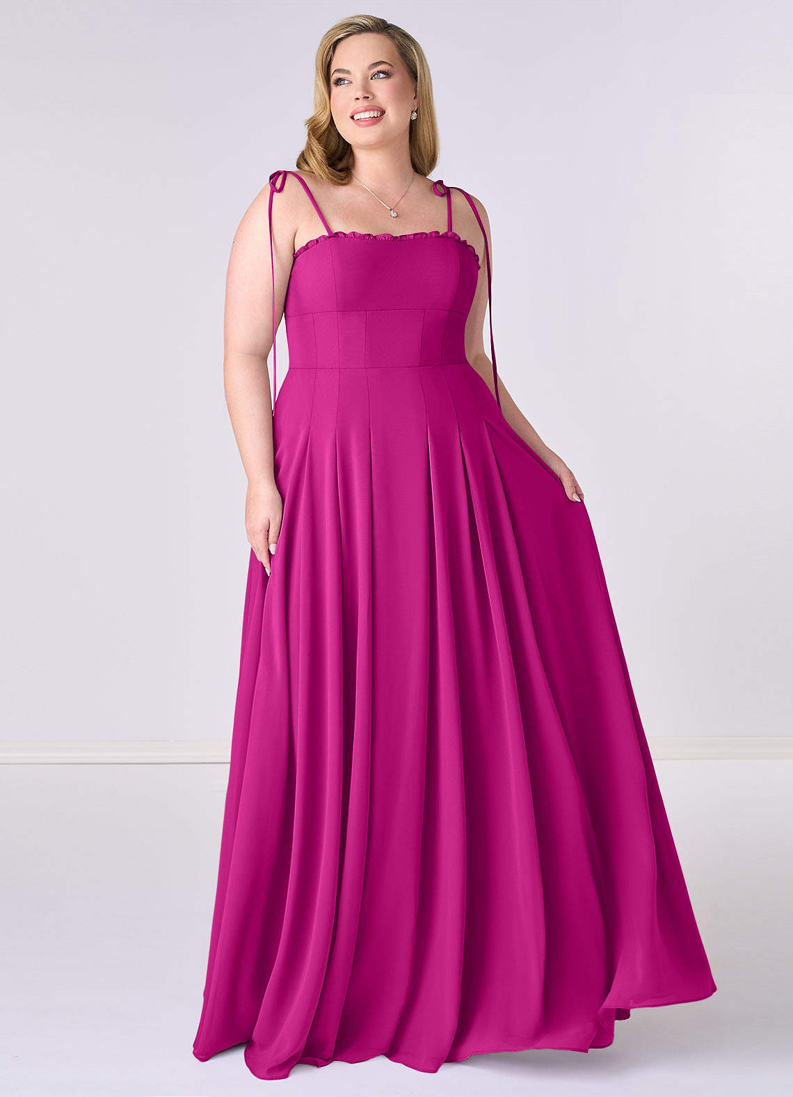 Box Pleated Chiffon A-Line Dress-AZ6774313