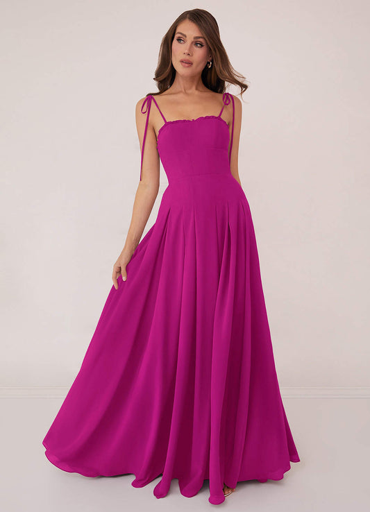 Box Pleated Chiffon A-Line Dress-AZ6774313