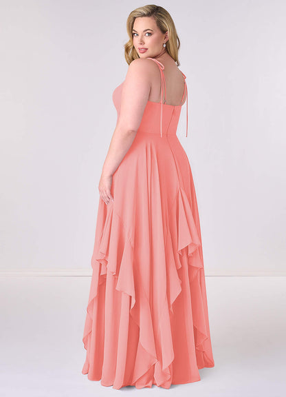 V-neck Chiffon Tiered A-line Dress-AZ6929429