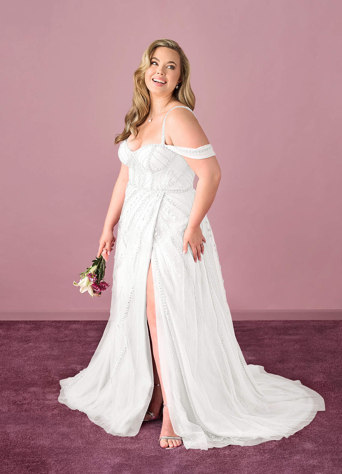Beaded Motif Corset Bodice Tulle A-Line Gown-AZ6631174